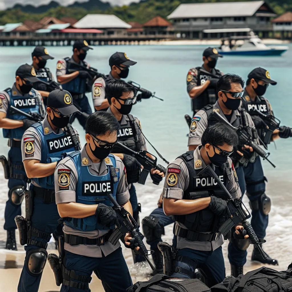 Anggota Polsek Sangatta Utara Melaksanakan Pengamanan Pantai Teluk Lombok