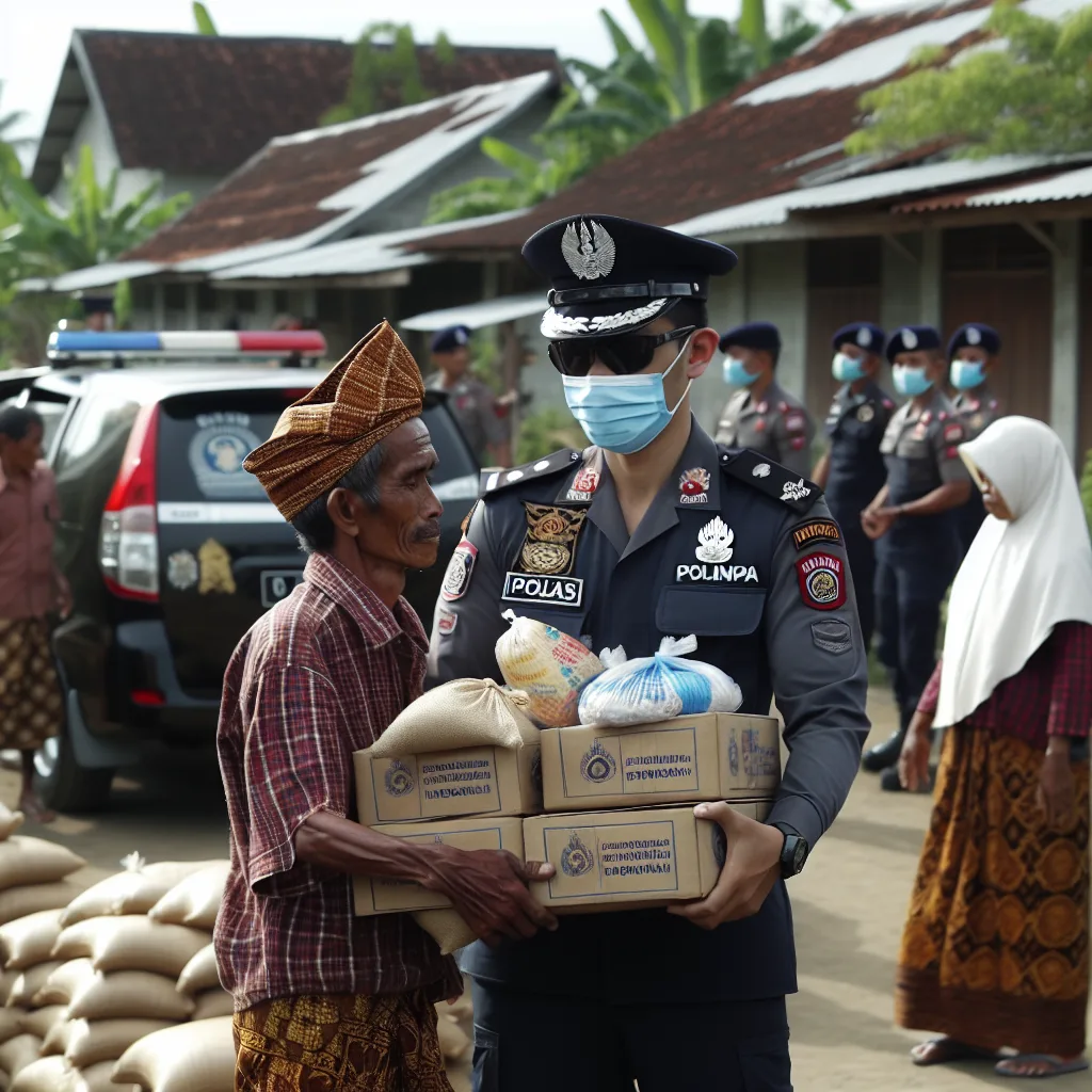 Bagikan Paket Sembako, Kapolres Kutim Kini Sasar Kampung Kajang